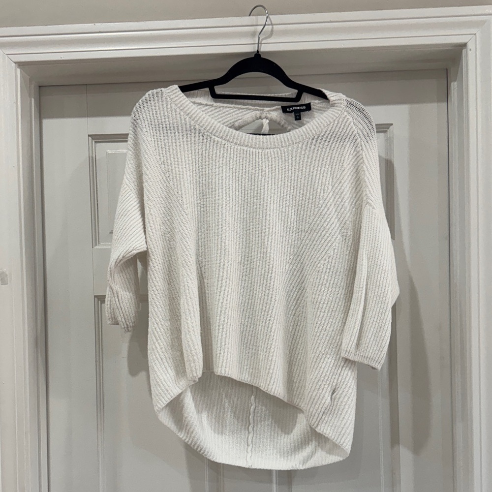 Express High Low Women's White Open Back Sweater